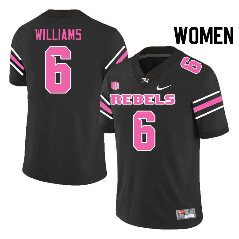 Women #6 Hajj-Malik Williams UNLV Rebels College Football Jerseys Stitched-Black
